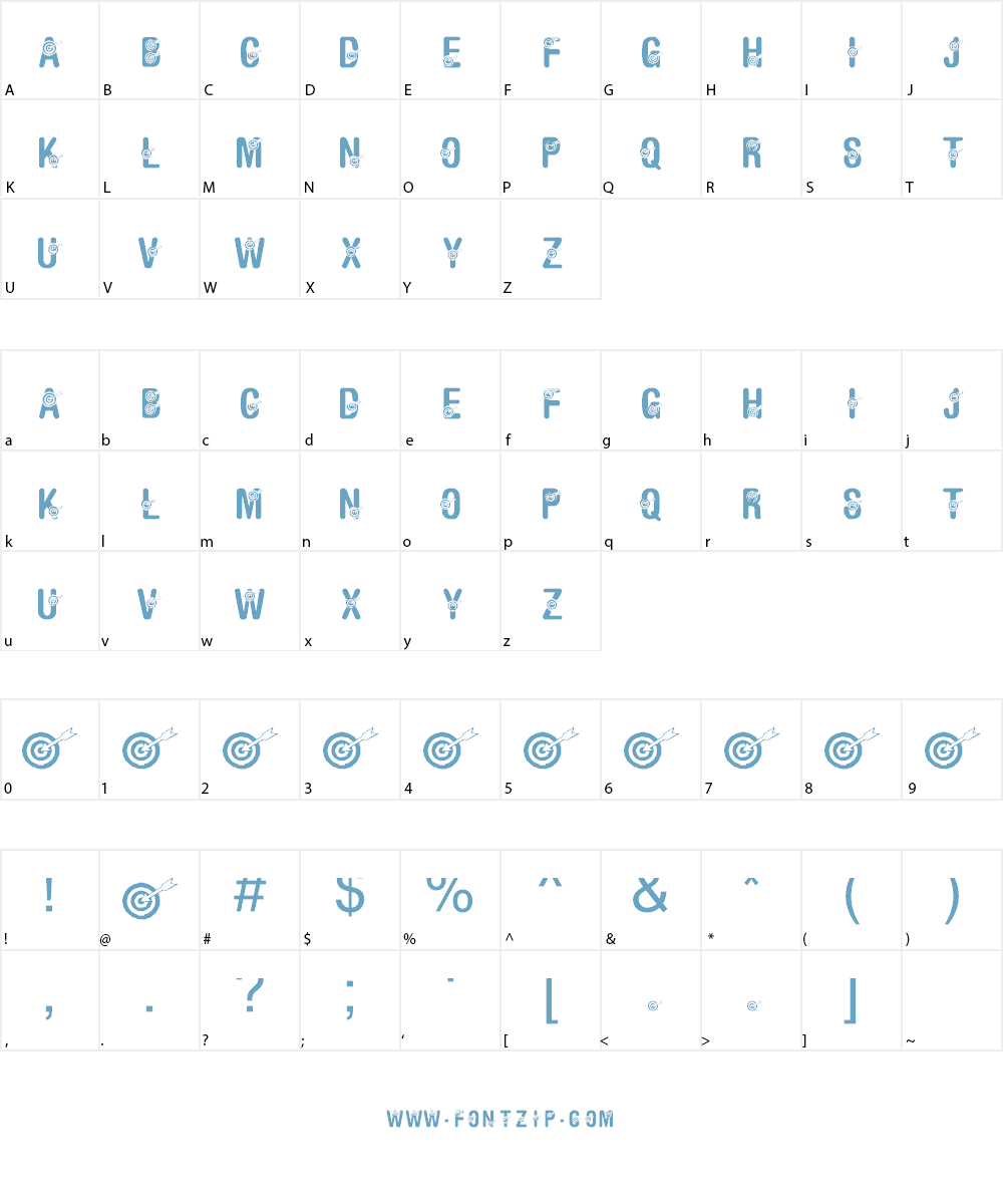 KR Bullseye! Font Character